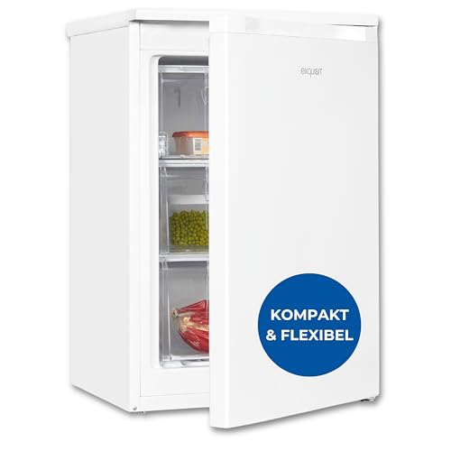 Exquisit Gefrierschrank, Tiefkühlschrank, 85 Liter, 4-Sterne-Gefrieren, klein, kompakt, 2 Gefrierschubladen, 1 Gefrierfach, GS81-050C weiss von Exquisit