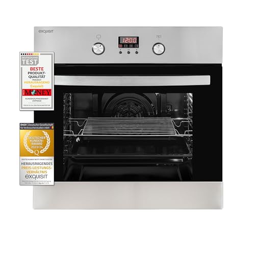Exquisit EBE 65-1H Einbaubackofen | 58 Liter Backofenvolumen | Heißluft | Timer | versenkbare Knebel | Edelstahl Exquisit EBE 65-1H Einbaubackofen | 58 Liter Backofenvolumen | Heißluft | Timer | versenkbare Knebel | Edelstahl von Exquisit
