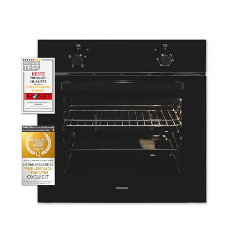 Exquisit Einbaubackofen EBE255-020 schwarz | Energieeffizienzklasse A | 59,0 l Garraum | Einbaubackofen 60 cm von Exquisit