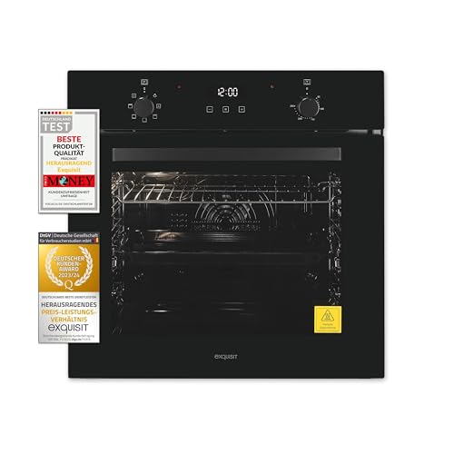 Exquisit Einbaubackofen EBE278-U-020 schwarz | EEK: A | 76 l Garraum | Timer | Seitengitter | 60cm Breite von Exquisit