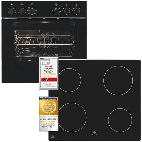 Exquisit Einbauherdset EHE256-U-020-Set schwarz | 59 l Garraumvolumen | 5 Backofenprogramme | Energieklasse A | Kochfeld mit Rahmen Exquisit Einbauherdset EHE256-U-020-Set schwarz | 59 l Garraumvolumen | 5 Backofenprogramme | Energieklasse A | Kochfeld mit Rahmen von Exquisit