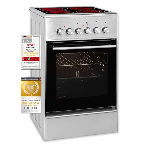 Exquisit Elektro-Standherd ECM 5-4.1 Inox | Glaskeramik-Kochfeld | 50er Breite | Edelstahl | Drehknöpfe | Ober- / Unterhitze | Grill | Umluft | Inox Exquisit Elektro-Standherd ECM 5-4.1 Inox | Glaskeramik-Kochfeld | 50er Breite | Edelstahl | Drehknöpfe | Ober- / Unterhitze | Grill | Umluft | Inox von Exquisit