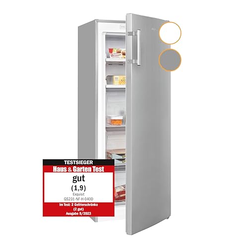 Exquisit Gefrierschrank GS231-NF-H-040D inoxlook | 161 Liter Nutzinhalt | Tiefkühlschrank | NoFrost | Tiefkühler elektronisch von Exquisit