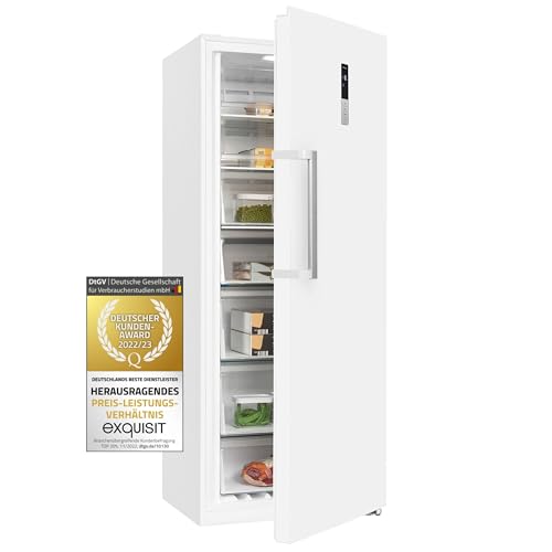 Exquisit Gefrierschrank GS380-NF-H-050E weiss | Gefrierschrank NoFrost 380 L Volumen | 4* Schnellgefrieren | Alarm | Gefrierschrank Gross von Exquisit