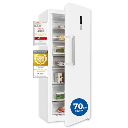 Exquisit Gefrierschrank GS380-NF-H-050E weiss | Gefrierschrank NoFrost 380 L Volumen | 4* Schnellgefrieren | Alarm | Gefrierschrank Gross von Exquisit