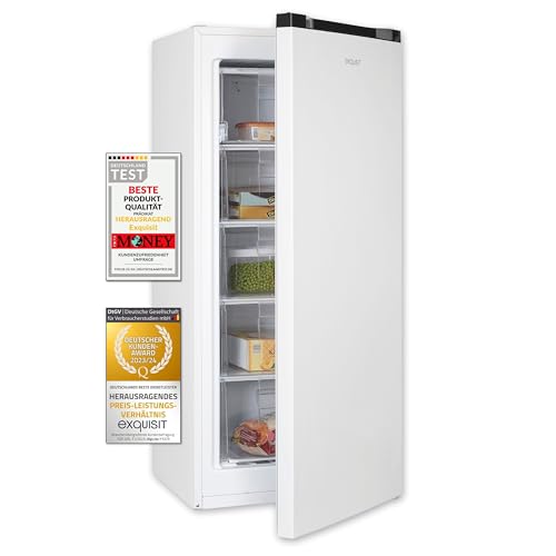 Exquisit Gefrierschrank GS5145-051D weiss | Nutzinhalt: 145 L | 2*- & 4*-Gefrieren | Türanschlag wechselbar | 55 cm Breite | Standgerät von Exquisit