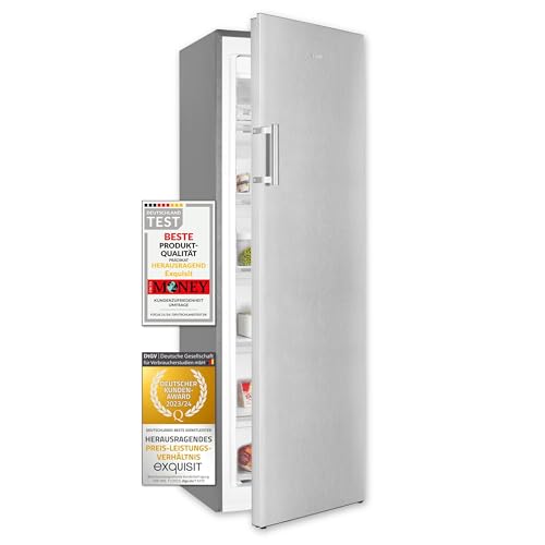 Exquisit Gefrierschrank GS5271-NF-H-010D inoxlook | No Frost | Nutzinhalt: 194 L | Temperaturregelung | Alarm von Exquisit