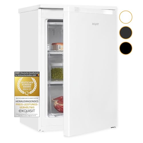 Exquisit Gefrierschrank GS81-051C weiss | Kleiner Gefrierschrank 85 L Volumen | Gefrierschrank klein | Türanschlag wechselbar | Tiefkühlschrank klein von Exquisit