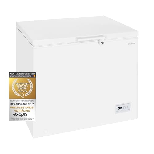 Exquisit Gefriertruhe GT265-HE-040D weiss | Tiefkühltruhe groß 254 L Volumen | 4 Sterne Gefrieren | 2 Einhängekörbe | LED-Licht Exquisit Gefriertruhe GT265-HE-040D weiss | Tiefkühltruhe groß 254 L Volumen | 4 Sterne Gefrieren | 2 Einhängekörbe | LED-Licht von Exquisit
