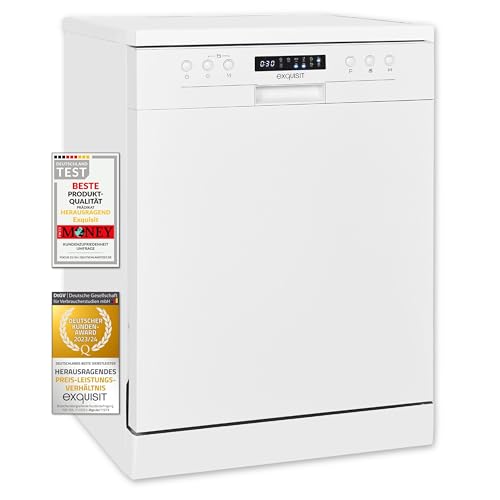 Exquisit Geschirrspüler GSP9414-030D weiss | Spülmaschine 60 cm freistehend und unterbaufähig | Standgerät | 14 Maßgedecke | Weiß von Exquisit