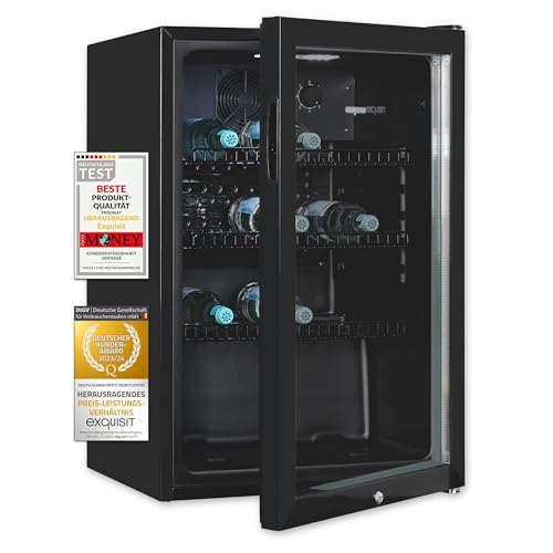 Exquisit Glastürkühlschrank GKS120-GT-160C schwarz | Nutzinhalt: 118 L | Türschloss | 3 Gitterablagen | Umluftventilator | Standgerät Exquisit Glastürkühlschrank GKS120-GT-160C schwarz | Nutzinhalt: 118 L | Türschloss | 3 Gitterablagen | Umluftventilator | Standgerät von Exquisit