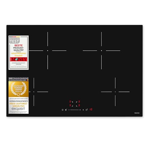 Exquisit Induktionskochfeld EKI800-SF-B-380 | 9 Stufen | Stop&Go-Funktion | Abschatautomatik | Timer | 7200 W von Exquisit