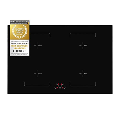 Exquisit Kochfeld EKI801-5 | Induktion | Touch Control | 4 Kochstellen mit Brückenschaltung | Rahmenlos | 7400 W, Schwarz Exquisit Kochfeld EKI801-5 | Induktion | Touch Control | 4 Kochstellen mit Brückenschaltung | Rahmenlos | 7400 W, Schwarz von Exquisit