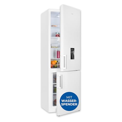 Exquisit Kühl-Gefrierkombination, Kühlschrank mit Gefrierfach, 268 Liter, Wasserspender, 4-Sterne-Gefrierfach, Temperaturregelung, KGC5265-70-H-WS-010E weiss von Exquisit