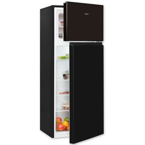 Exquisit Kühl-Gefrier-Kombination, Kühlschrank mit Gefrierfach, 206 Liter, 4-Sterne-Gefrierfach, Türanschlag wechselbar, Temperaturregelung, KGC5270-45-010E schwarz von Exquisit