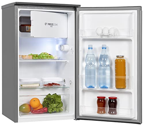 Exquisit Kühlschrank KS117-3-010E silber | Kühlschrank mit Gefrierfach freistehend 82 l Volumen | Gemüsefach | Freistehender Kühlschrank mit Gefrierfach von Exquisit