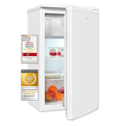Exquisit Kühlschrank KS117-3-040D weiss | 81 L Volumen | Kühlschrank mit Gefrierfach freistehend | Gemüsefach | Freistehender Kühlschrank mit Gefrierfach von Exquisit