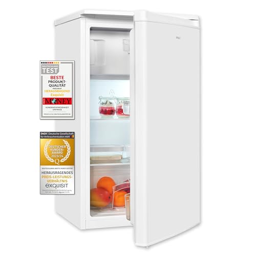 Exquisit Kühlschrank KS117-3-041E weiss | 81 L Volumen | Kühlschrank mit Gefrierfach freistehend | LED | Gemüsefach | Freistehender Kühlschrank mit Gefrierfach von Exquisit