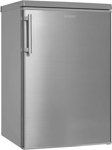 Exquisit Kühlschrank KS16-4-HE-040E inoxlook | 109 L Volumen | Kühlschrank mit Gefrierfach freistehend | LED-Licht | Gemüsefach | Freistehender Kühlschrank mit Gefrierfach von Exquisit