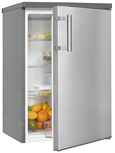 Exquisit Kühlschrank KS16-V-H-010E inoxlook | Kühlschrank ohne Gefrierfach freistehend 133 L Volumen | LED | Vollraumkühlschrank ohne Gefrierfach von Exquisit