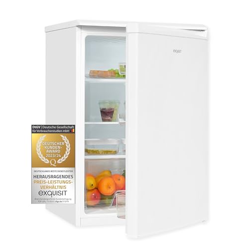 Exquisit Kühlschrank KS17-V-031E weiss | 131 L Nutzinhalt | Türanschlag wechselbar | Glasablagen und Gemüsefach | LED-Licht | Kühlen | von Exquisit