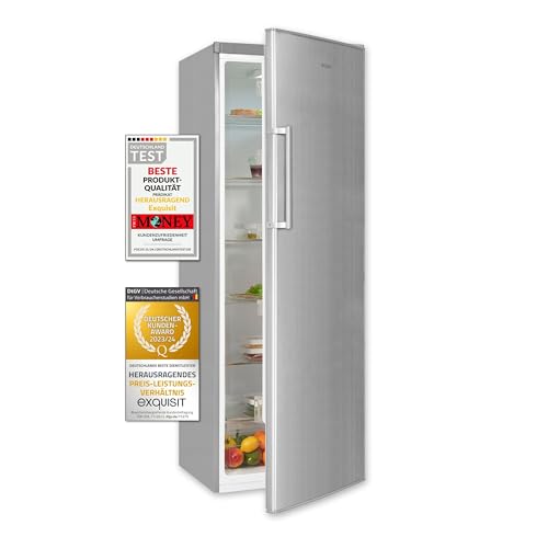 Exquisit Kühlschrank KS350-V-H-040E inoxlook | 331 l Nutzinhalt | Edelstahloptik | Freistehend | LED-Licht | Türanschlag wechselbar | Silber Exquisit Kühlschrank KS350-V-H-040E inoxlook | 331 l Nutzinhalt | Edelstahloptik | Freistehend | LED-Licht | Türanschlag wechselbar | Silber von Exquisit