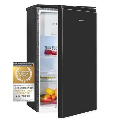 Exquisit Kühlschrank KS5117-3-010E schwarz | Nutzinhalt: 82 L | Mit Gefrierfach | 3-Sterne-Gefrieren | LED von Exquisit