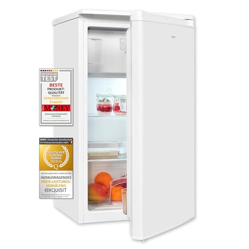 Exquisit Kühlschrank KS5117-3-040E weiss | Standgerät | 81 l Volumen | Weiß | Glasablagen | Freistehend | LED-Licht | Kühlen und Gefrieren | Türanschlag wechselbar | Gemüsefach von Exquisit