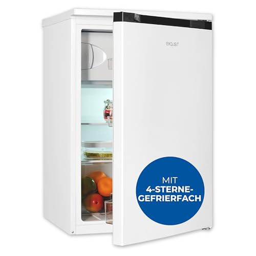 Exquisit Kühlschrank mit Gefrierfach, 107 Liter, Energieeffizienzklasse C, 4-Sterne-Gefrierfach, LED-Beleuchtung, Kühlschrank klein, KS516-4-051C weiss von Exquisit