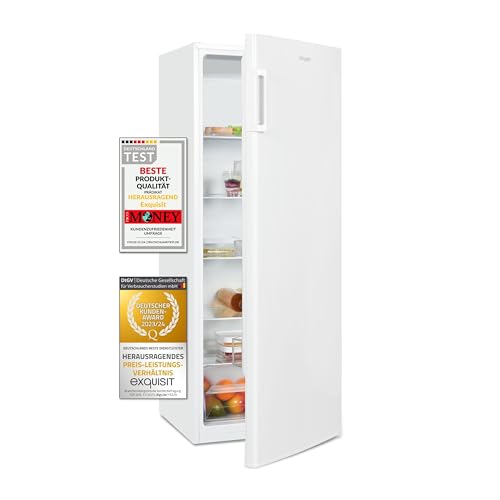 Exquisit Kühlschrank KS5320-V-H-040E weiss | 242 l Nutzinhalt | LED-Beleuchtung | 5 Glasablagen | Ohne Gefrierfach von Exquisit