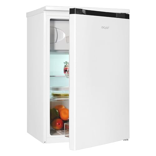 Exquisit Kühlschrank mit 4-Sterne-Gefrierfach, 107 Liter, 2 Ablagen, Gemüseschublade, Türanschlag wechselbar, 55 cm Breite, kompakt, klein, KS515-4-051C weiss von Exquisit