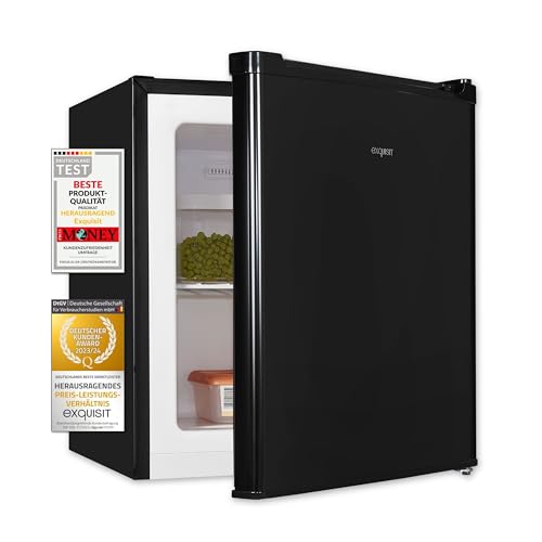 Exquisit Mini-Gefrierschrank GB05-040E schwarzPV | 33 l Nutzinhalt | Gitterablage | Wechselbarer Türanschlag | Standgerät | Kompakt von Exquisit