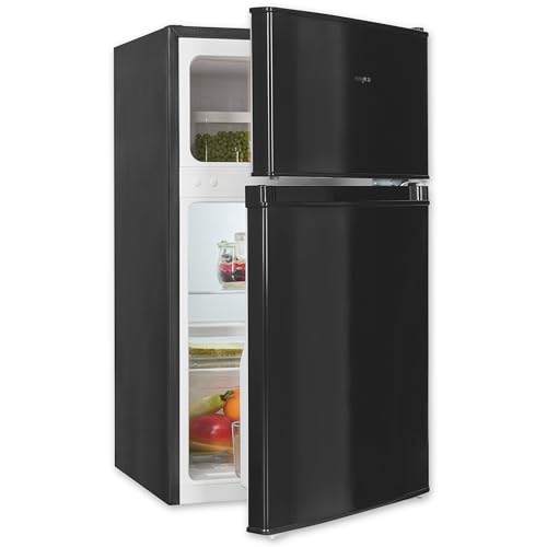 Exquisit Mini Kühl-Gefrierkombination, Kühlschrank mit Gefrierfach klein, 85 Liter, 4-Sterne-Gefrieren, KGC590-30-E-040E schwarz Exquisit Mini Kühl-Gefrierkombination, Kühlschrank mit Gefrierfach klein, 85 Liter, 4-Sterne-Gefrieren, KGC590-30-E-040E schwarz von Exquisit