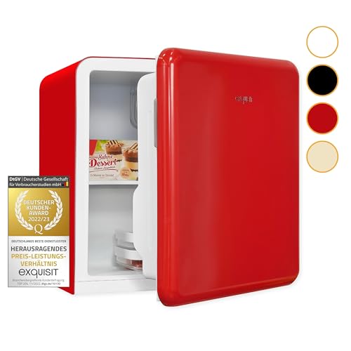 Exquisit Mini Kühlschrank CKB45-0-031F rot | Kühlbox | 47 Liter Nutzinhalt | Hotelkühlschrank | Retrostyle von Exquisit