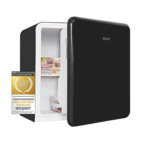 Exquisit Mini Kühlschrank CKB45-0-031F schwarzPV | Kühlbox 47 L Volumen | Hotelkühlschrank | Kühlschrank klein ohne Gefrierfach | Mini Kühlschrank Retro Style von Exquisit