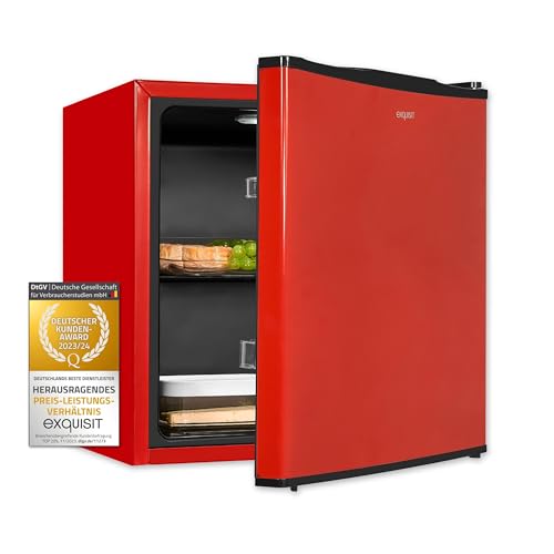 Exquisit Mini Kühlschrank KB05-V-151F rot | 41 l Nutzinhalt | LED-Innenbeleuchtung | Klein und Kompakt | Türanschlag wechselbar von Exquisit