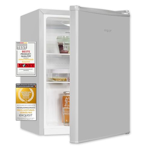 Exquisit Mini Kühlschrank KB560-V-091E grau | Nutzinhalt: 50 L | Temperaturregelung | 45cm Breite | LED-Beleuchtung | Kompakt von Exquisit