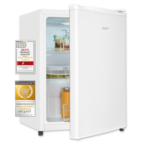 Exquisit Mini Kühlschrank KB560-V-091E weiss | Nutzinhalt: 50 L | Temperaturregelung | 45cm Breite | LED-Beleuchtung | Kompakt von Exquisit