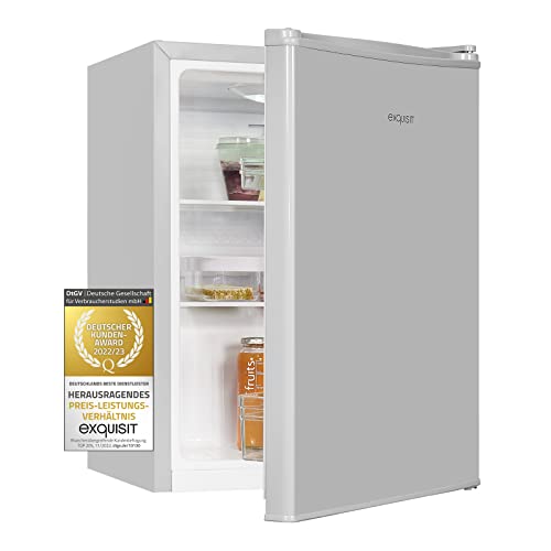 Exquisit Mini-Kühlschrank KB60-V-090E grauPV | Energieeffizienzklasse E | 52 Liter Nutzinhalt | 2 Glasablagen | wechselbarer Türanschlag | kompakt & platzsparend von Exquisit