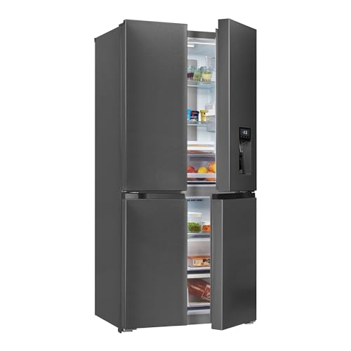 Exquisit Multi-Door Kühlschrank MD430-100-WS-200E inoxlook-az | 432 L Volumen | NoFrost | Wasserspender | Cross Door Kühl-Gefrierkombination von Exquisit