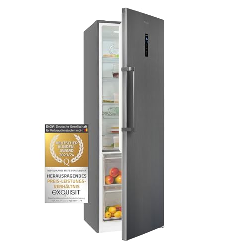 Exquisit Vollraumkühlschrank KS360-V-HE-040D inoxlook-az | Nutzinhalt: 359 L | Ohne Gefrierfach von Exquisit