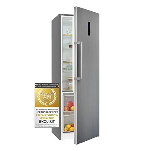 Exquisit Vollraumkühlschrank KS360-V-HE-040E inoxlook | Kühlschrank ohne Gefrierfach freistehend 359 L Volumen | NoFrost | Vollraumkühlschrank ohne Gefrierfach von Exquisit