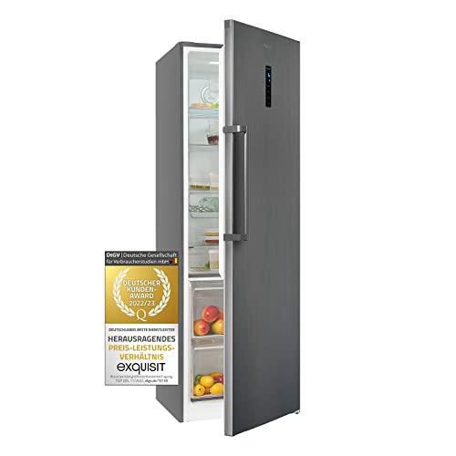 Exquisit Kühlschrank KS360-V-HE-040E inoxlook-az 359 l Nutzinhalt Edelstahloptik Schnellkühl-Funktion Glasablagen Freistehend Türanschlag wechselbar No Frost Display und LED-Licht Inoxlook Anthrazit Exquisit Kühlschrank KS360-V-HE-040E inoxlook-az 359 l Nutzinhalt Edelstahloptik Schnellkühl-Funktion Glasablagen Freistehend Türanschlag wechselbar No Frost Display und LED-Licht Inoxlook Anthrazit von Exquisit