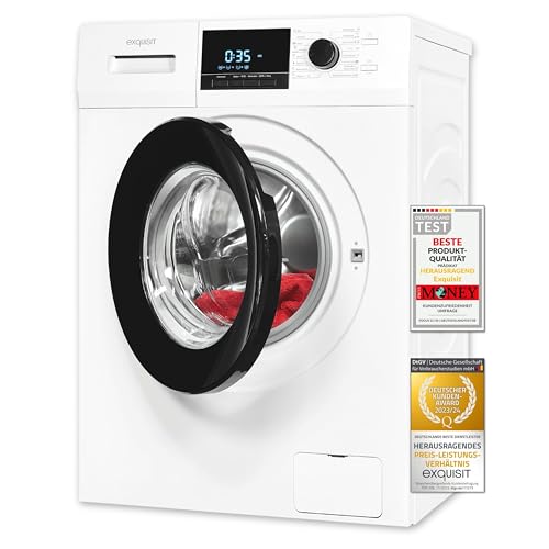 Exquisit Waschmaschine WA59214-340A weiss | 9 kg Fassungsvermögen | Energieeffizienzklasse A | 16 Waschprogramme | Kindersicherung | Startzeitvorwahl von Exquisit