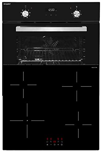 Herdset Induktion Autark | Rahmenloses Induktionskochfeld | Touch Control, Timer, Topferkennung | Backofen Schwarz mit Heißluft & Grill von Exquisit