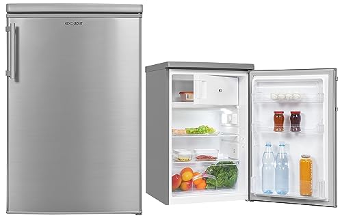 exquisit Kühlschrank KS1016-4-HE-010D silber | 120 l Nutzinhalt | EEK D | LED-Licht | Inoxlook | Gefrierfach von Exquisit