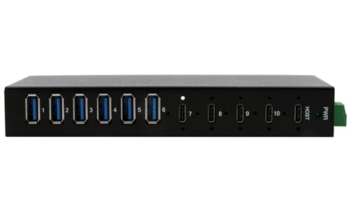 EX-12290HMS 10 Port USB 3.2 Gen 2x1 Metall HUB mit 4X USB-C und 6X USB-A 3.2 Gen 1 Ports, für Tisch, Wand und DIN-Rail Montage EX-12290HMS 10 Port USB 3.2 Gen 2x1 Metall HUB mit 4X USB-C und 6X USB-A 3.2 Gen 1 Ports, für Tisch, Wand und DIN-Rail Montage von Exsys