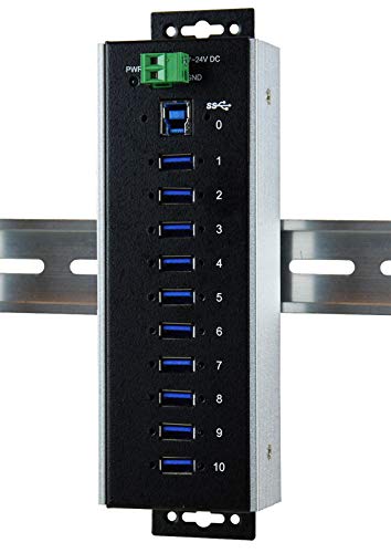 EXSYS EX-1110HMVS-WT 10 Port USB 3.0 HUB, 15KV ESD Surge Protection für erweiterte Temperaturen schwarz von Exsys