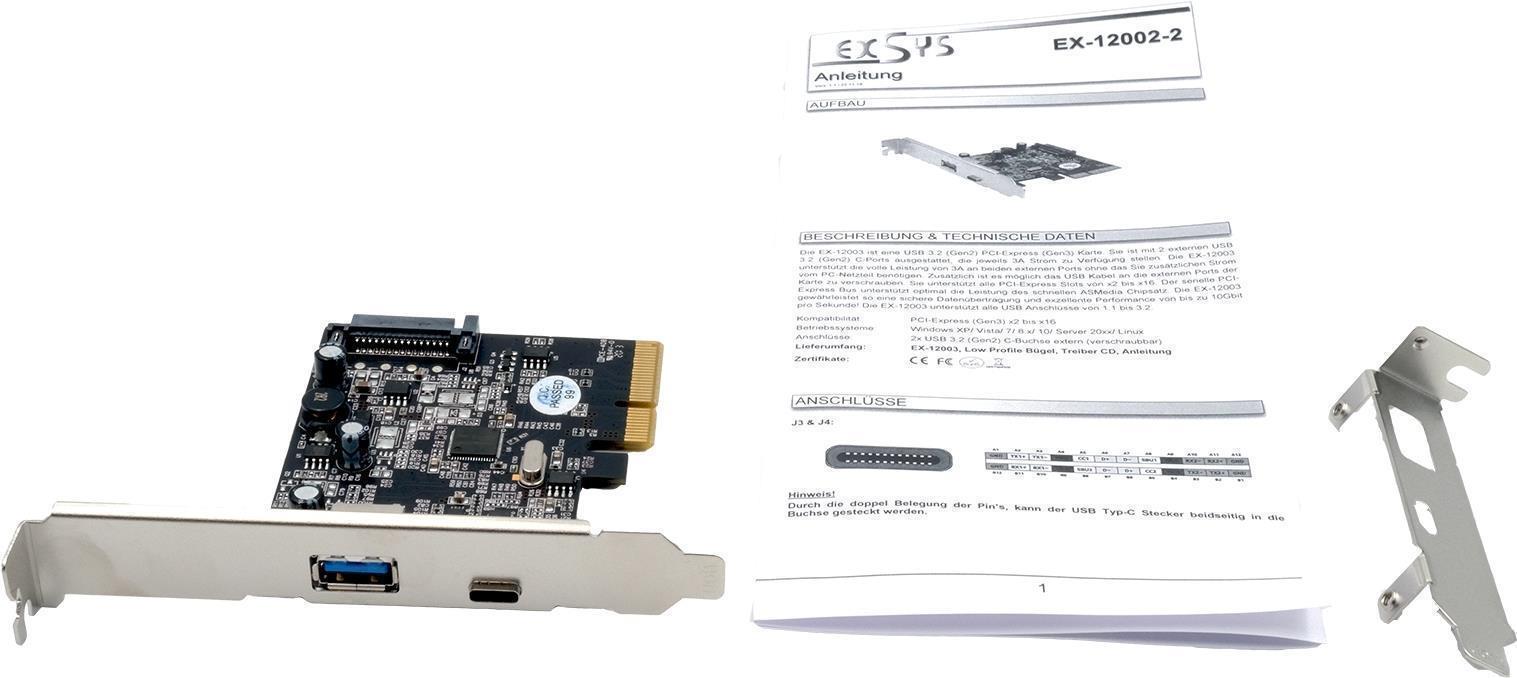 EXSYS EX-12002-2 Schnittstellenkarte/Adapter Eingebaut USB 3.2 Gen 2 (3.1 Gen 2) (EX-12002-2) von Exsys