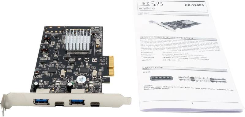 EXSYS EX-12005 Schnittstellenkarte/Adapter Eingebaut USB 3.2 Gen 2 (3.1 Gen 2) (EX-12005) von Exsys